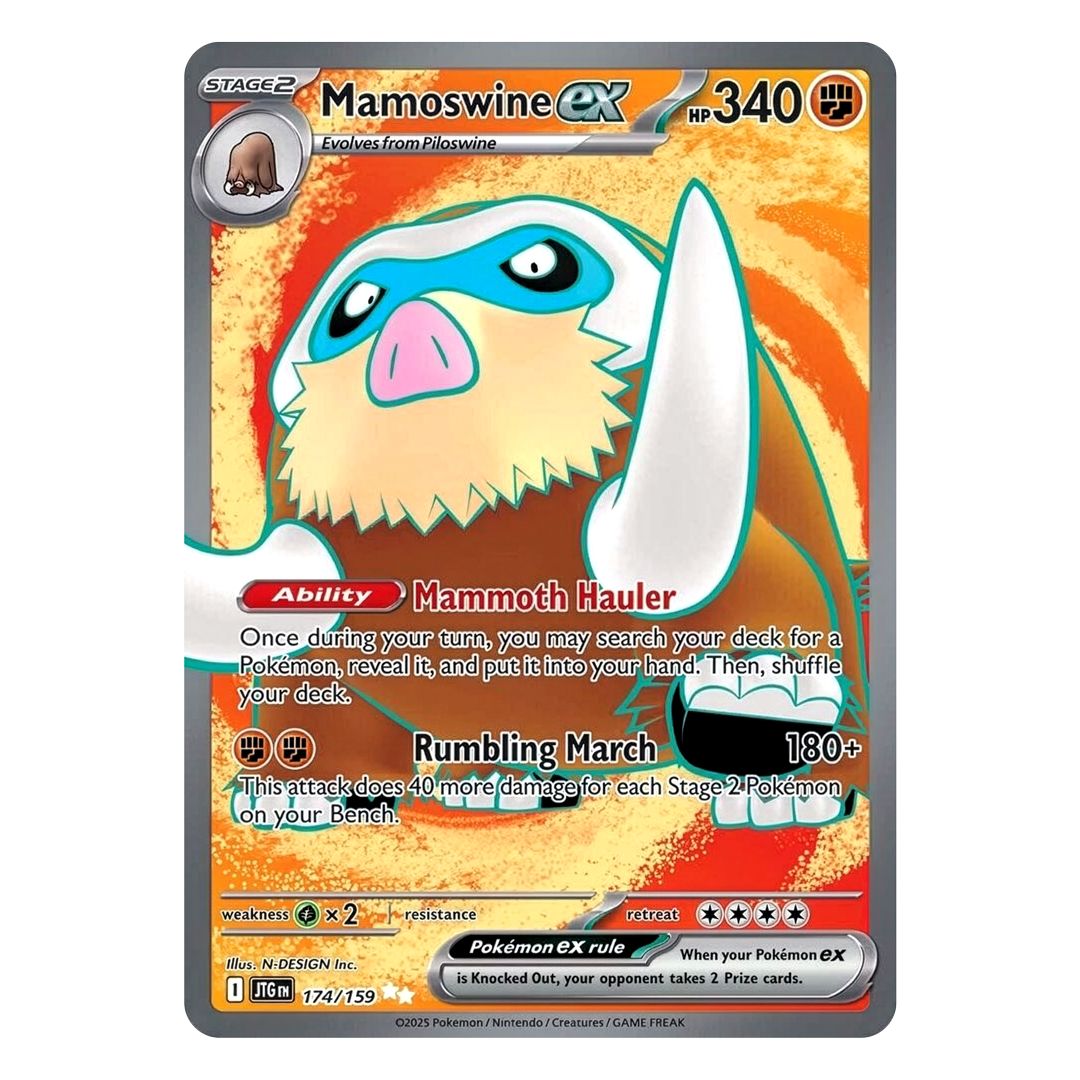 Pokémon trading card featuring Mamoswine EX with detailed artwork and text.