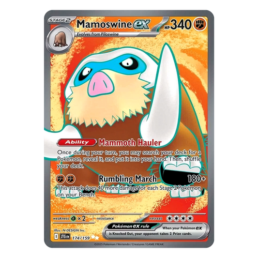 Pokémon trading card featuring Mamoswine EX with detailed artwork and text.