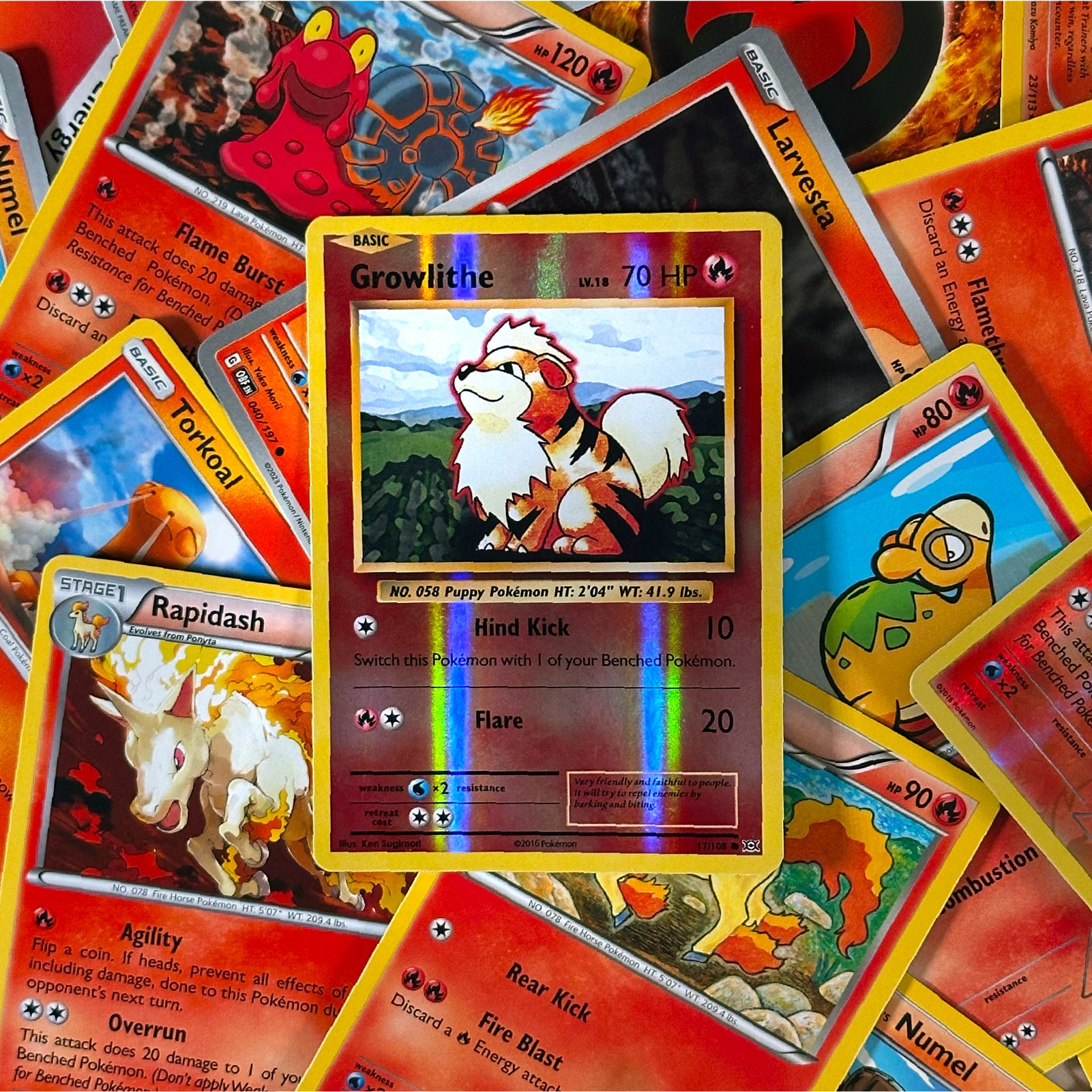 Collection of colorful trading cards featuring various characters and text.
