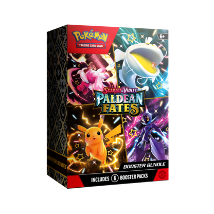 Pokémon trading card game booster bundle packaging with characters and text on a white background