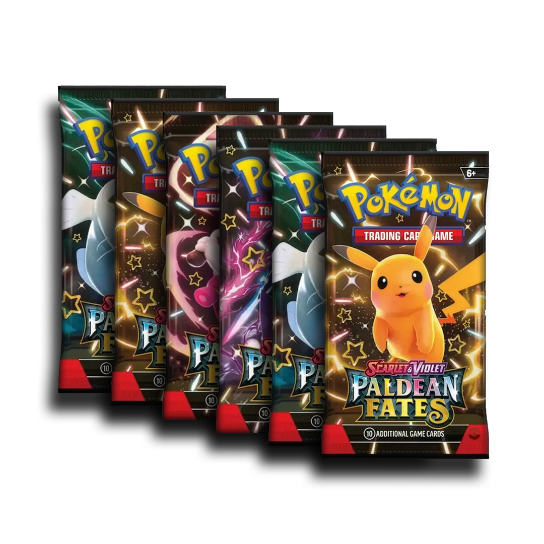 Pokémon trading card game packs with Pikachu on a white background