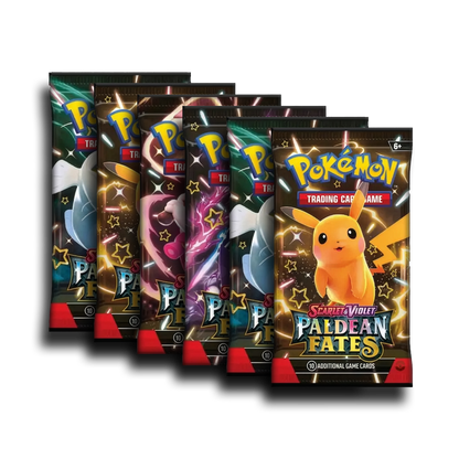 Pokémon trading card game packs with Pikachu on a white background