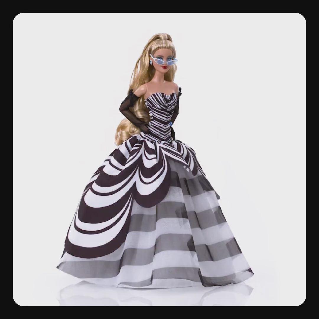 Barbie Signature 65th Anniversary Collectible Doll (Blonde Hair) Black & White Gown